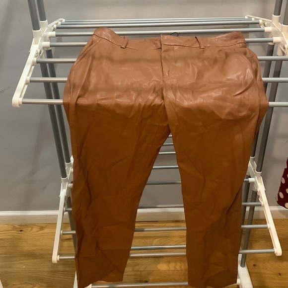 Zara Pants & Jumpsuits Zara Tan Leather Pants Poshmark